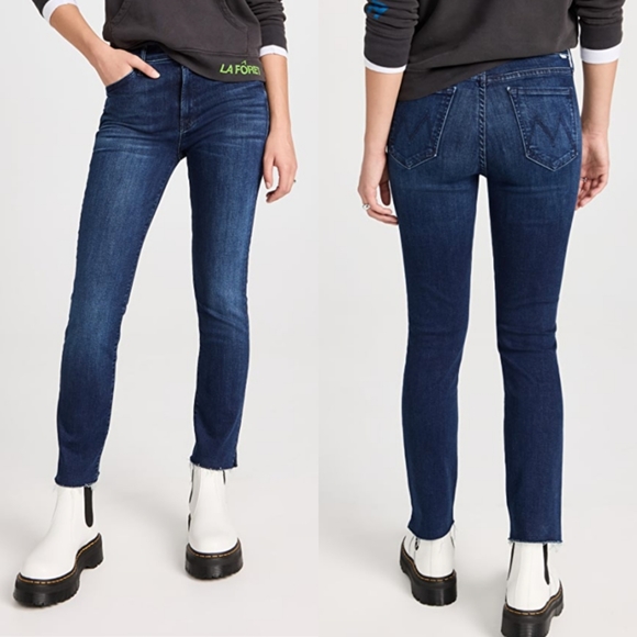 MOTHER Jeans Raw Hem Women's 27 Blue Wash Denim Jeans - Picture 1 of 16